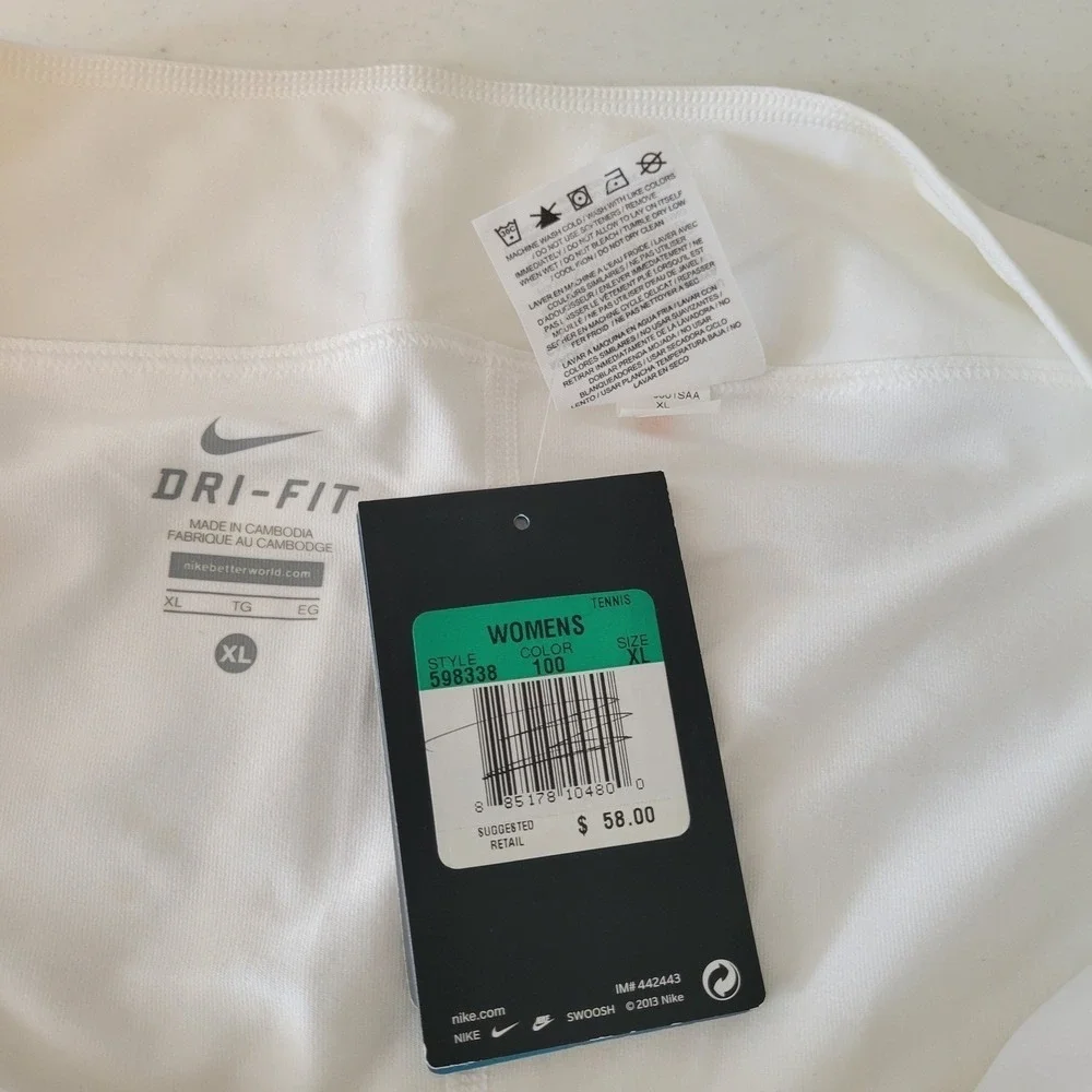 NEW Nike Tennis Skirt Womens XL White‎ Dri-FIT Pleated Athletic Skort Pickleball